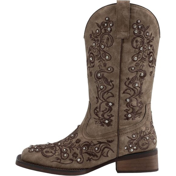 SheSole Womens Brown Ladies Cowgirl Boots Cowboy Mid Calf Square Toe - Picture 7 of 7